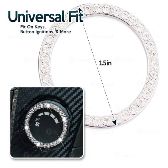 NEW Set of 2 Rhinestone Start Engine Ignition Button Ring - Picture 2 of 6